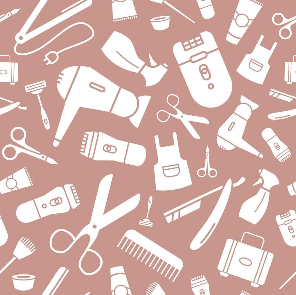 Seamless Pattern With Various Hair Care Tools