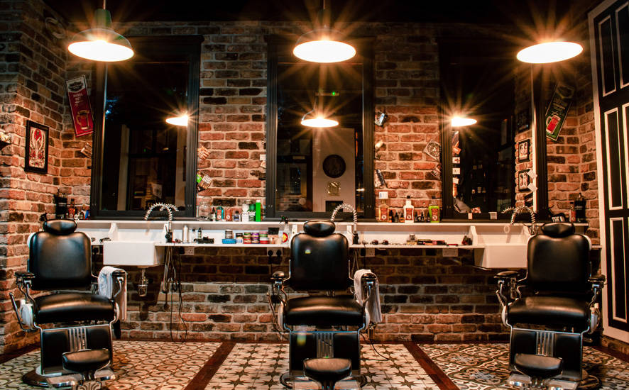 A Modern Hair Salon in a Brick Studio. Wallpaper