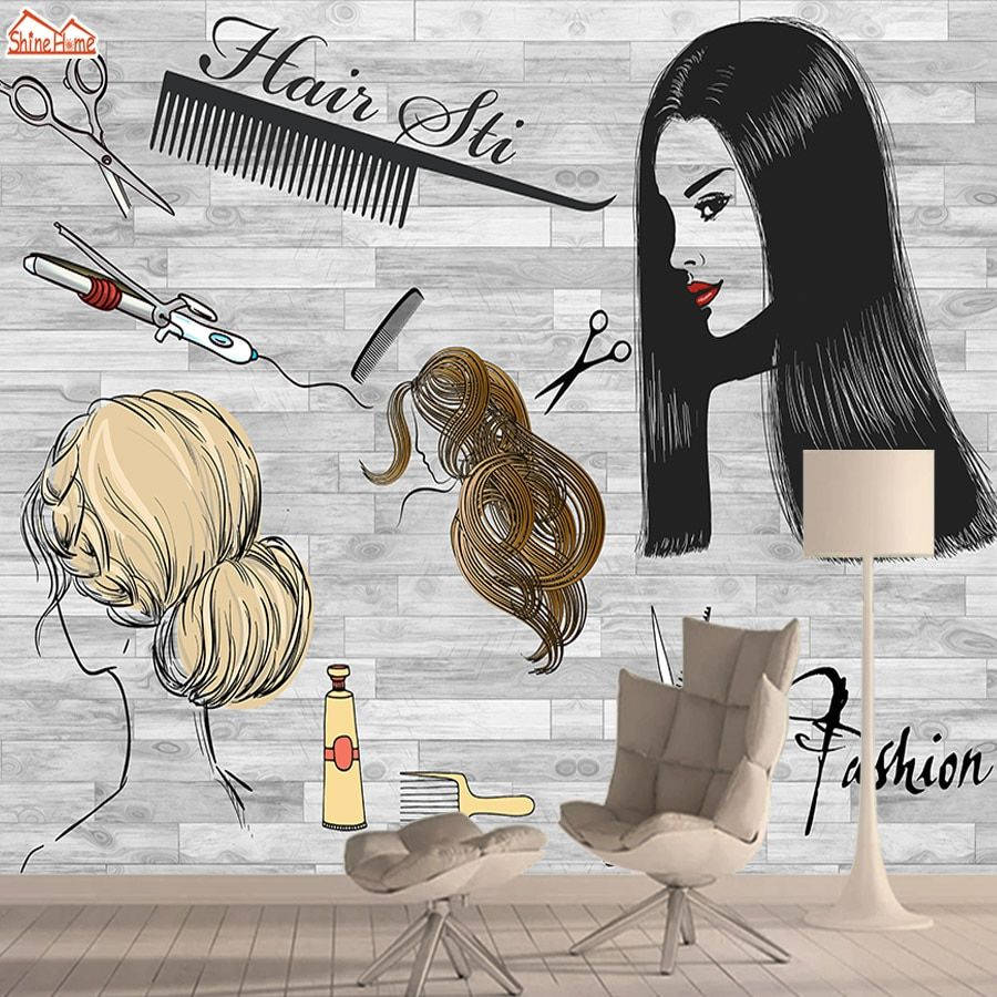Customized Wallpaper 3d Фотообои Industrial Style Beauty Salon Hair Salon  Tv Background Wall Decoration Painting Papel De Parede  Wallpapers   AliExpress