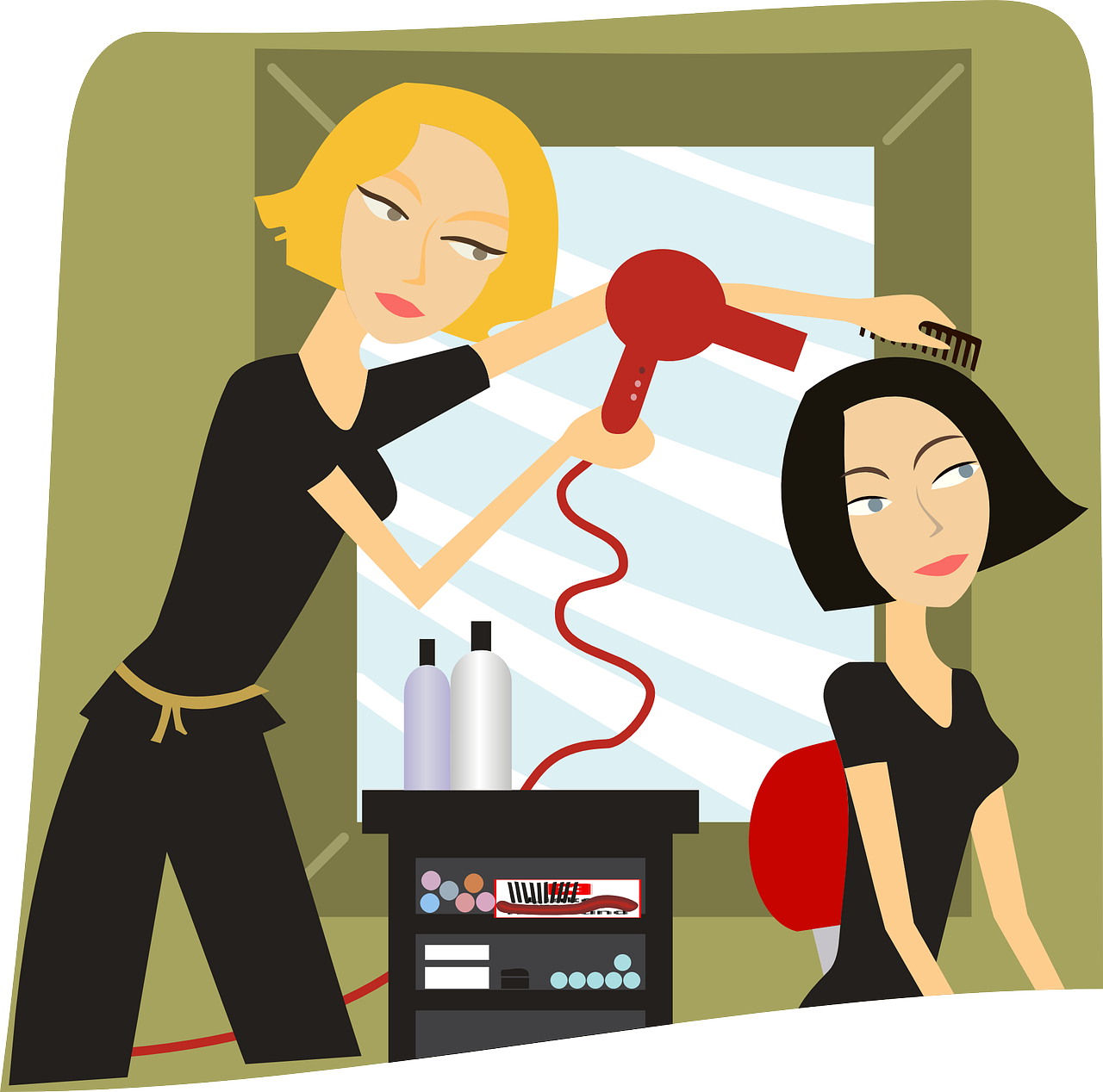 Hair Styling Session Cartoon PNG