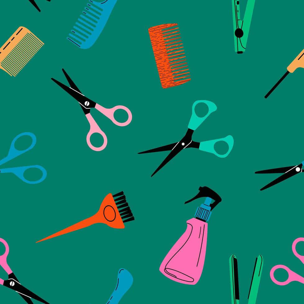 Hair Styling Tools Pattern Wallpaper