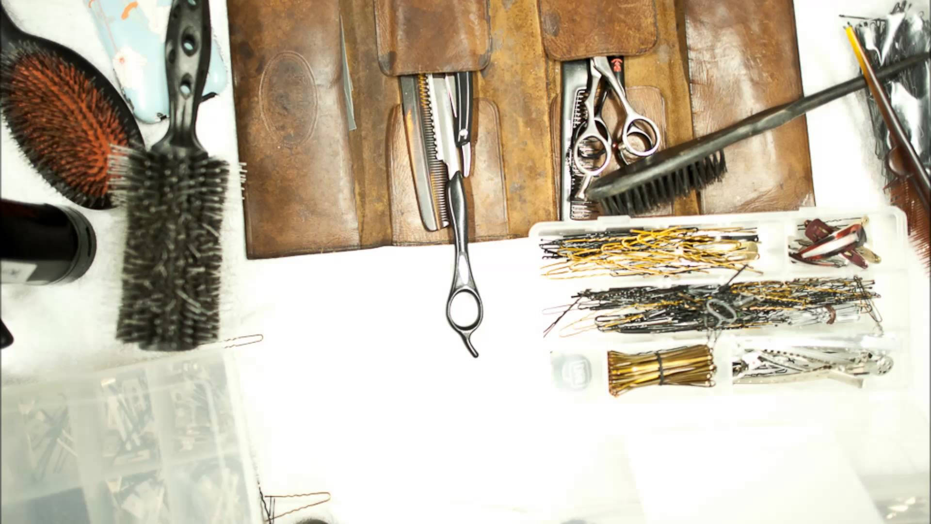 Haircut Tools In Leather Bag