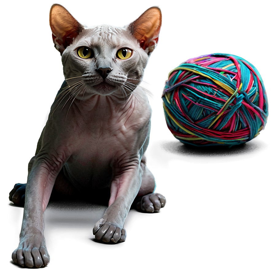 Hairless Cat And Yarn Png Ojm PNG