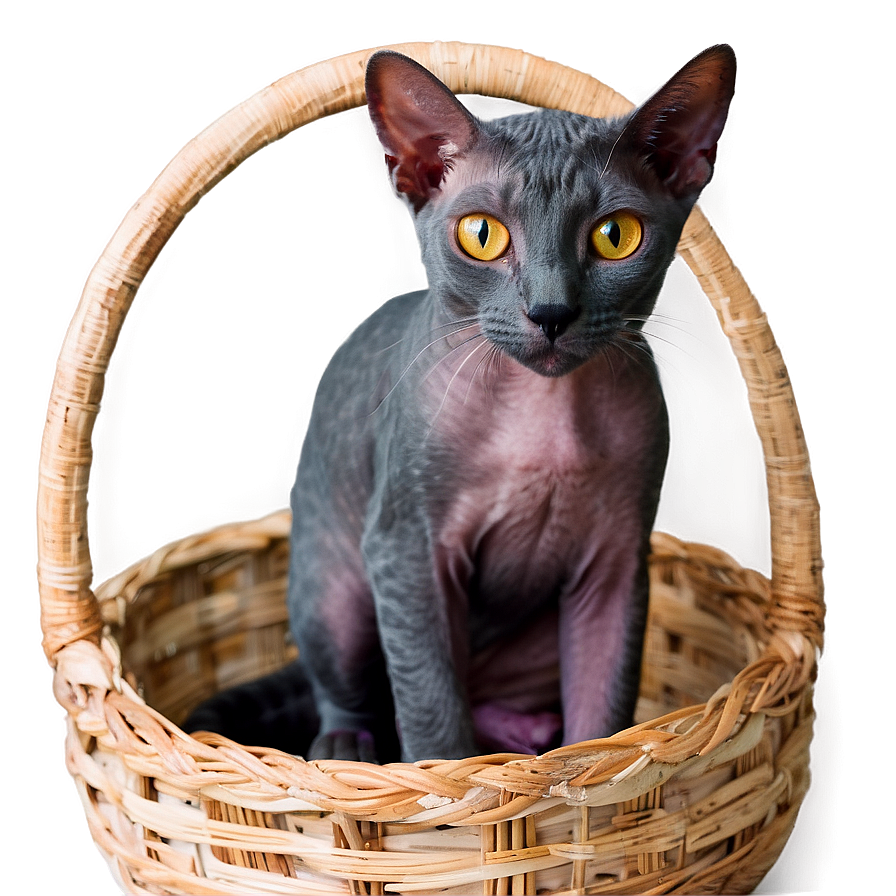 Hairless Cat In Basket Png Tqa PNG