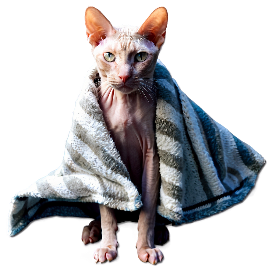 Hairless Cat With Blanket Png Pqo PNG