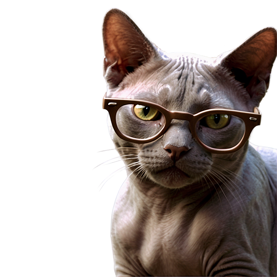 Hairless Cat With Glasses Png 06252024 PNG