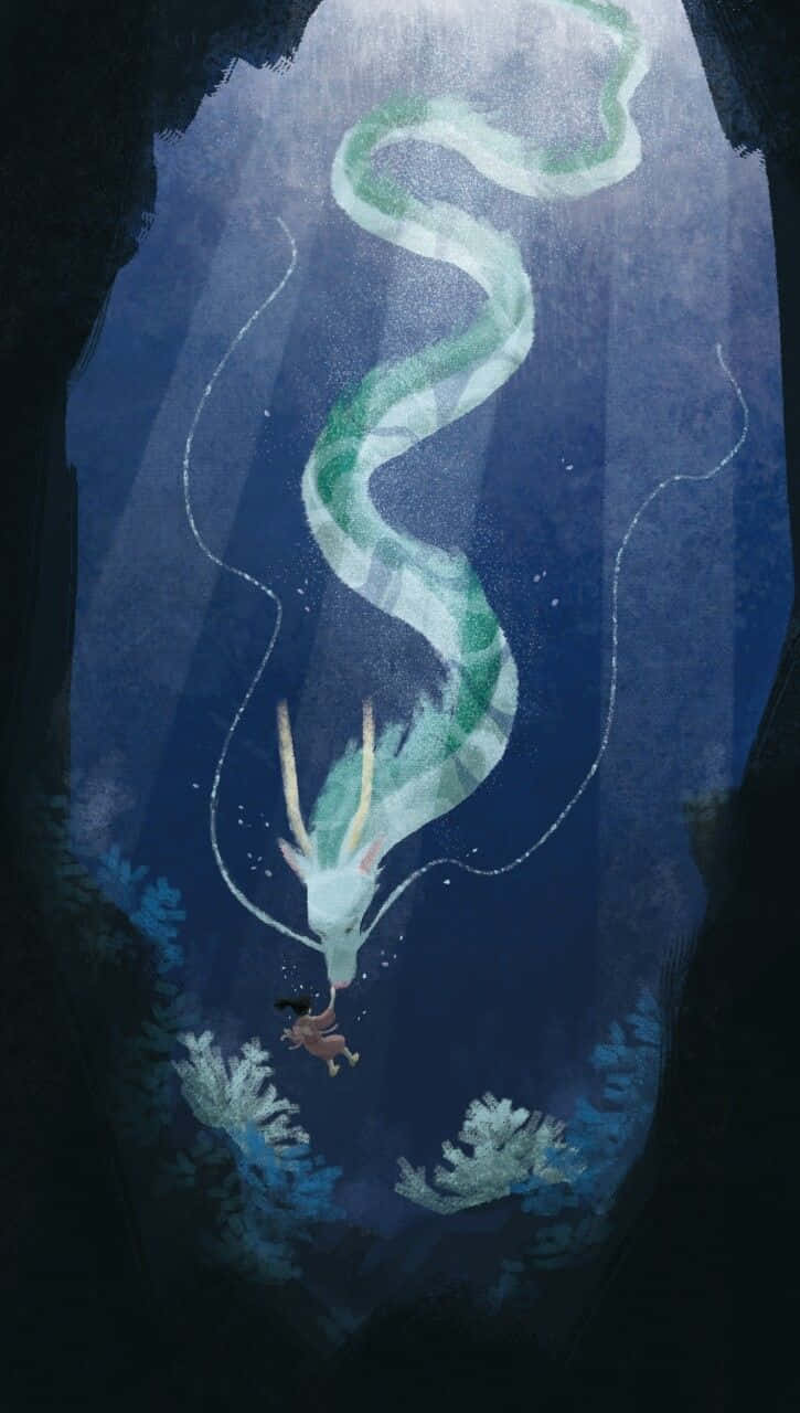 Get enchanted with Haku from Spirited Away on your phone Wallpaper