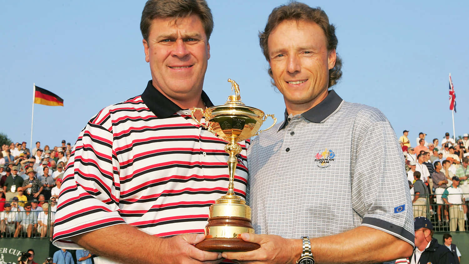 Legendary golfers Hal Sutton and Bernhard Langer on the golf course Wallpaper