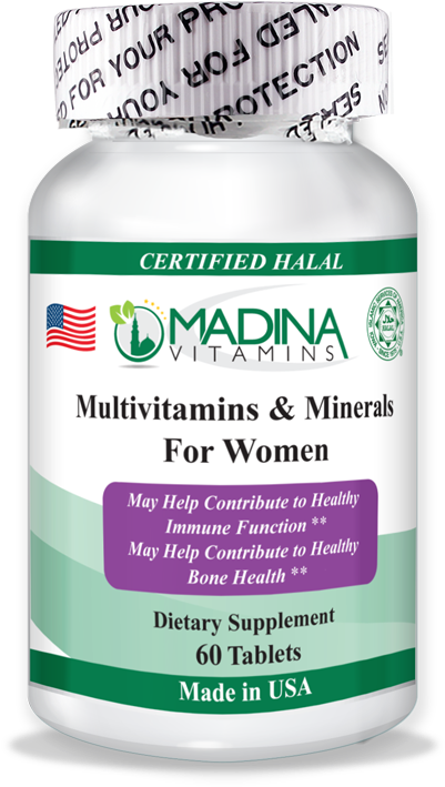 Halal Certified Women Multivitamins Bottle PNG
