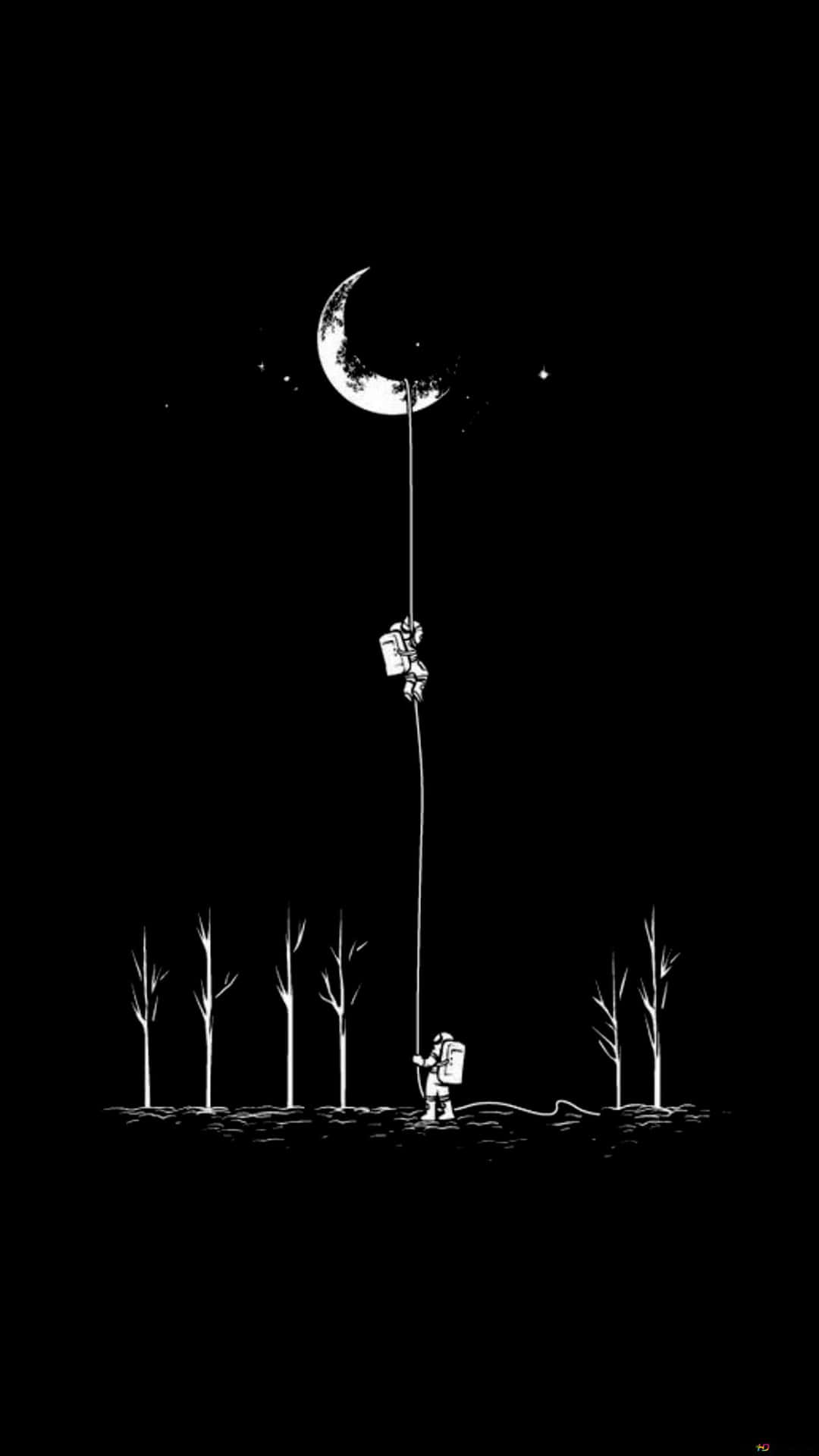 Unhombre Está Colgando De Una Cuerda En La Oscuridad. Fondo de pantalla