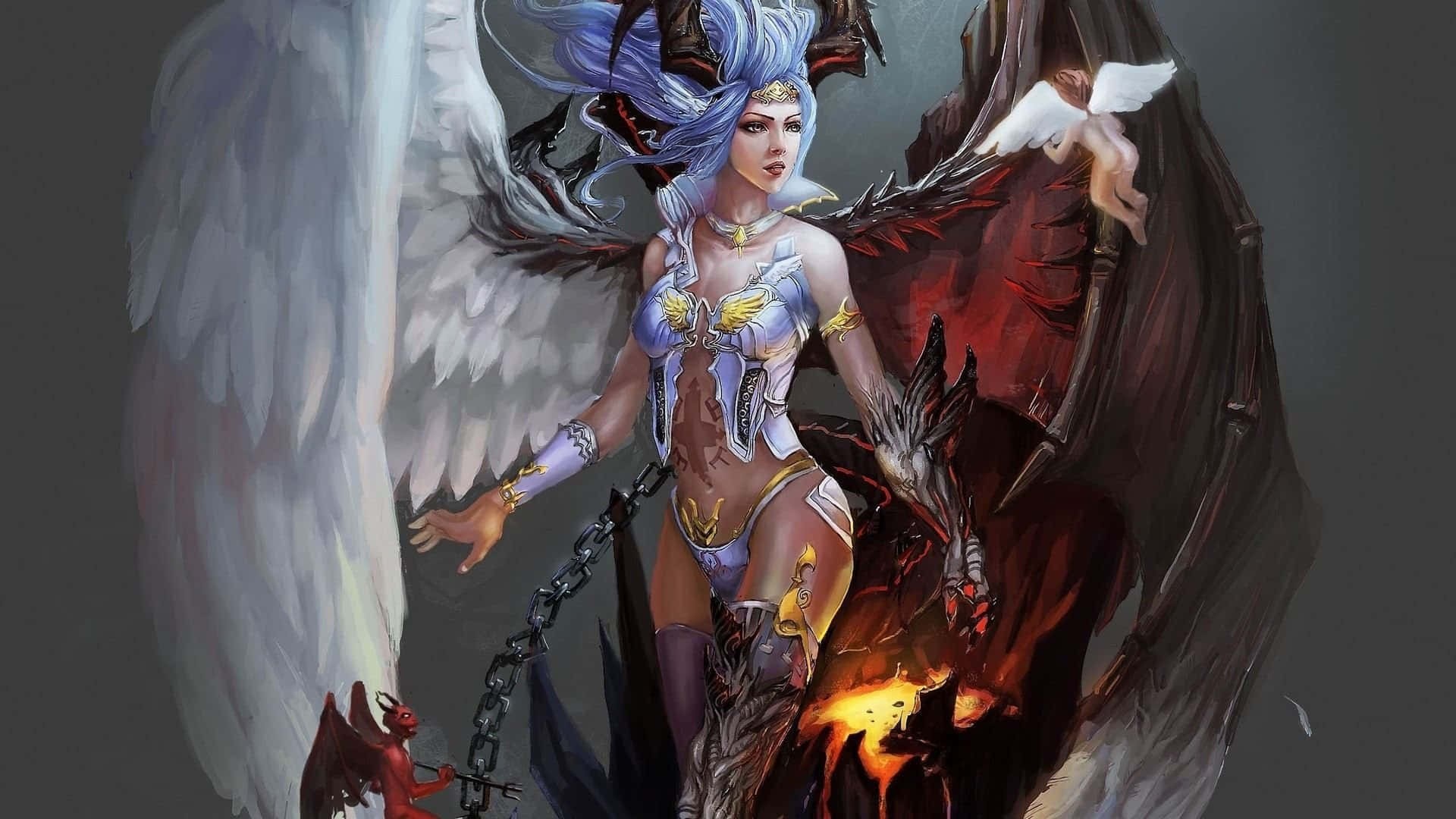 Half Angel Half Demon Artwork Wallpaper