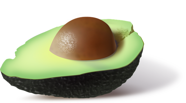 Half Avocadowith Piton Black Background PNG