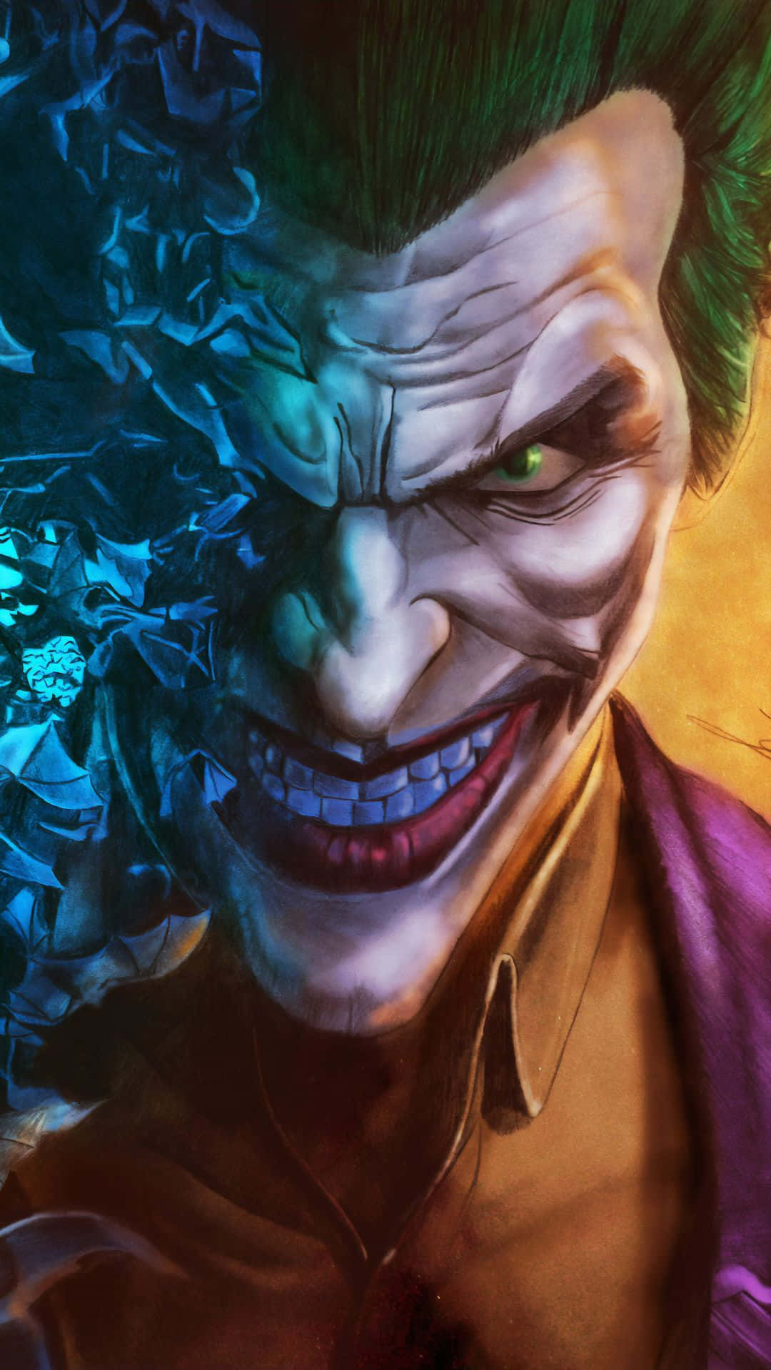 Mediobatman Medio Joker - Un Superhéroe Con Alas Listo Para Volar Fondo de pantalla