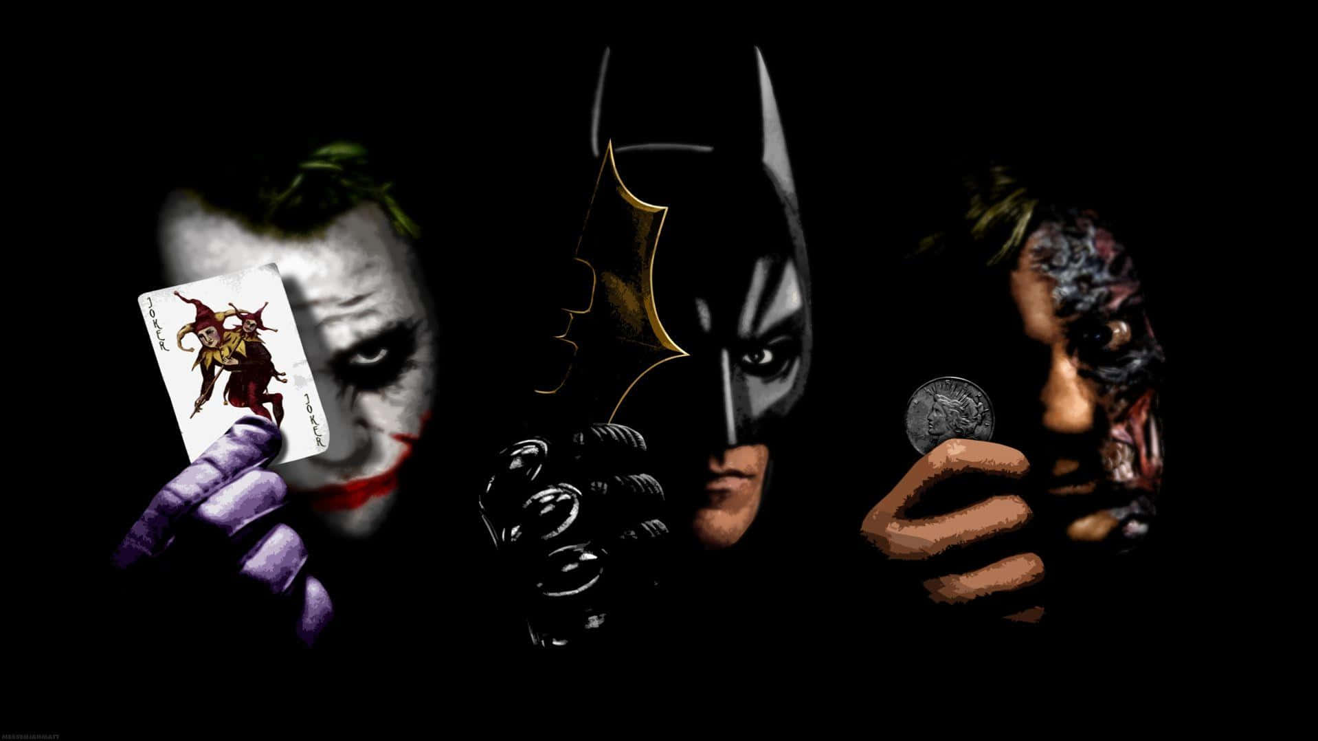 Half Batman Half Joker And Two Face Wallpaper