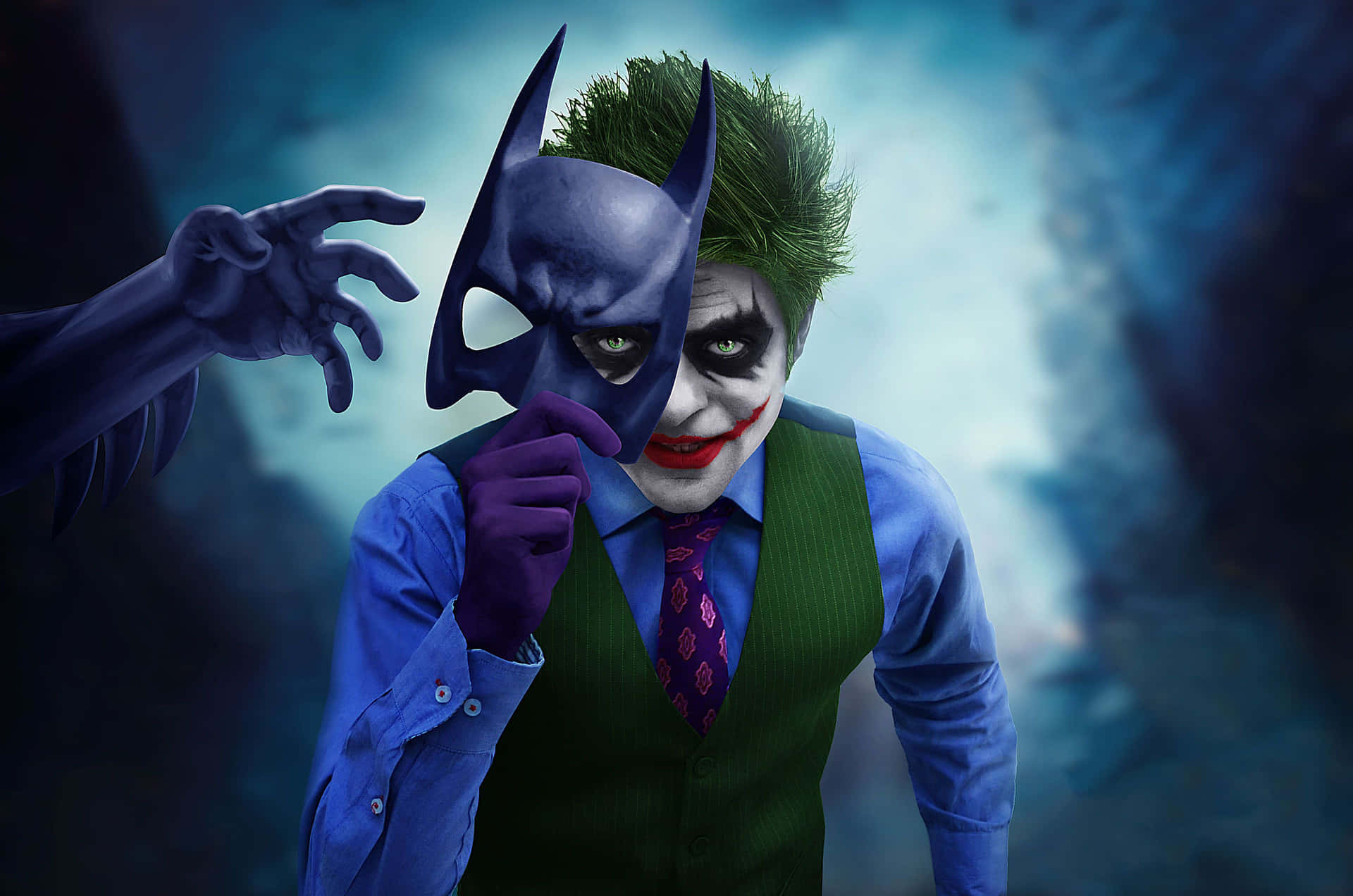 A Young Half Batman Half Joker Poster Wallpaper