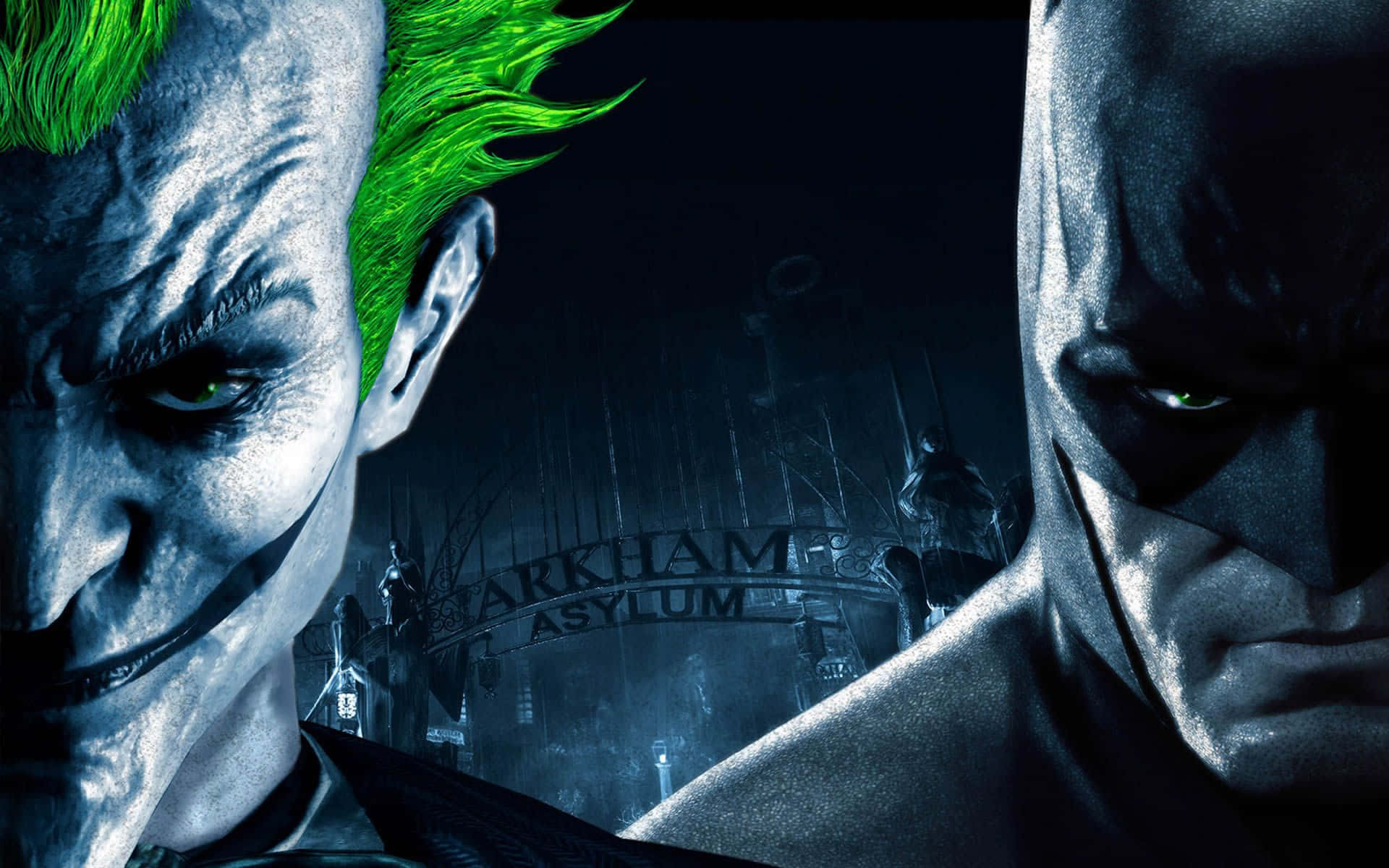 Half Batman Half Joker Against Arkham Asylum Wallpaper