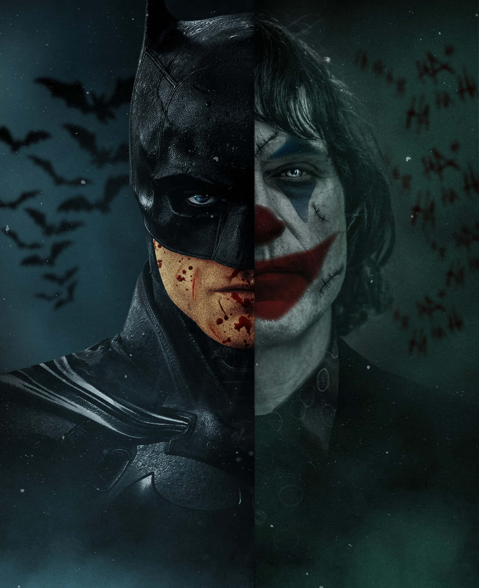 Dark Half Batman Half Joker Aesthetic Poster Wallpaper