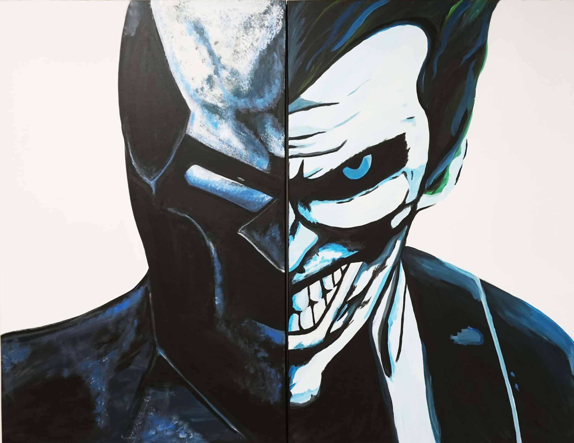 Half Batman Half Joker Drawing Wallpaper