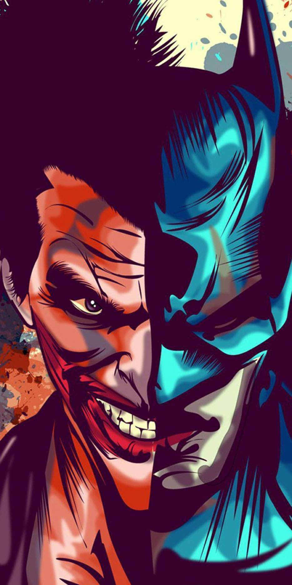 Cartoon Fan Art Of Half Batman Half Joker Wallpaper