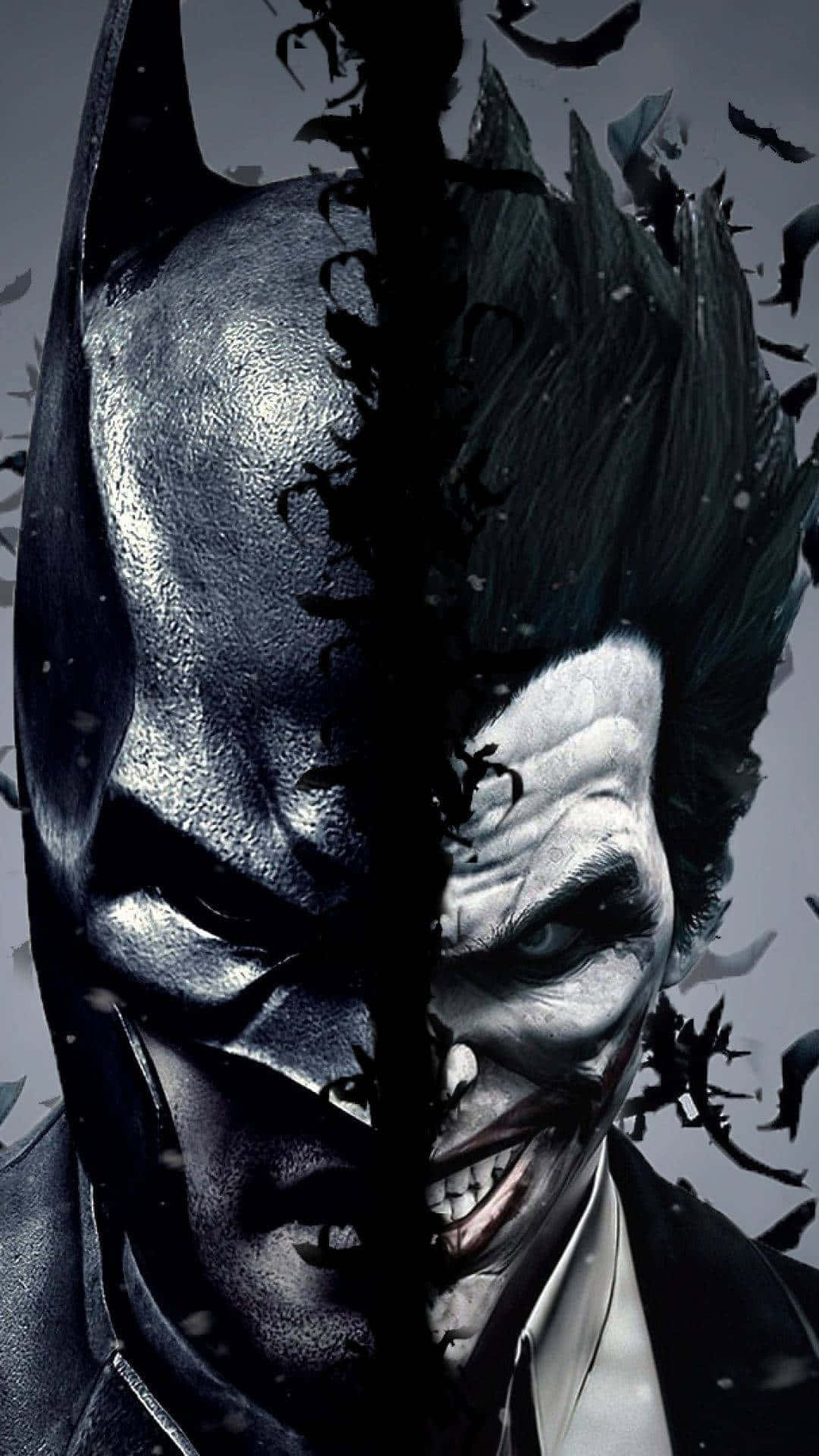 Monochromatic Digital Illustration Half Batman Half Joker Wallpaper