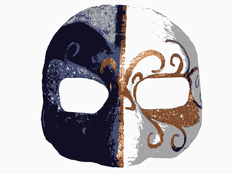 Half Blue Half White Masquerade Mask PNG