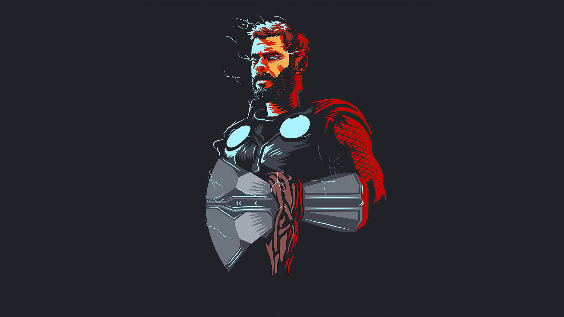 Half Body Digital Art Of Thor Superhero Background