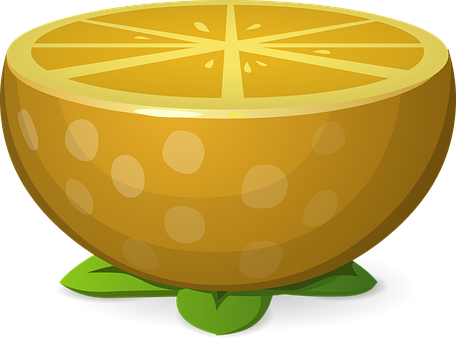 Half Cut Lemon Cartoon Illustration PNG