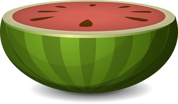 Half Cut Watermelon Illustration PNG