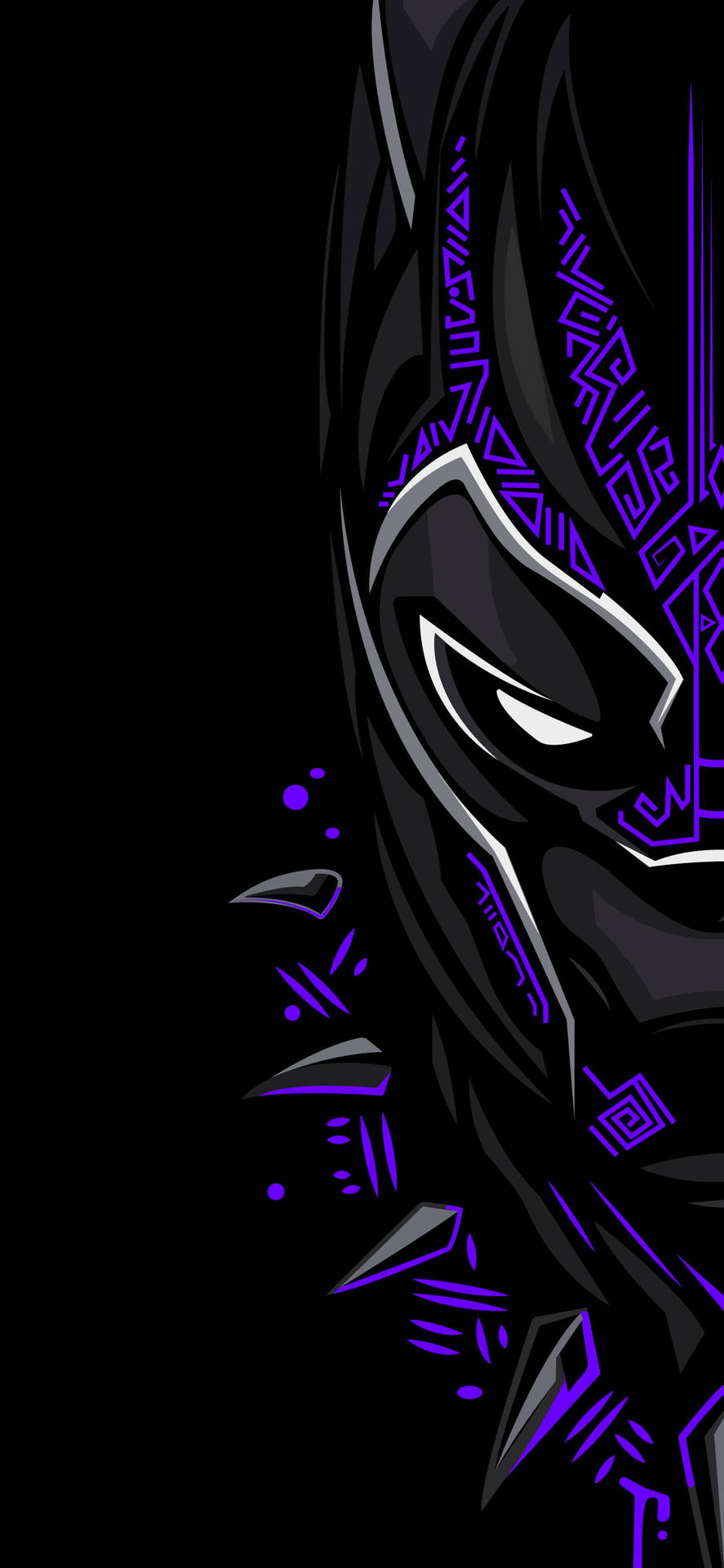 Half-face Black Panther Dark Purple Iphone Background