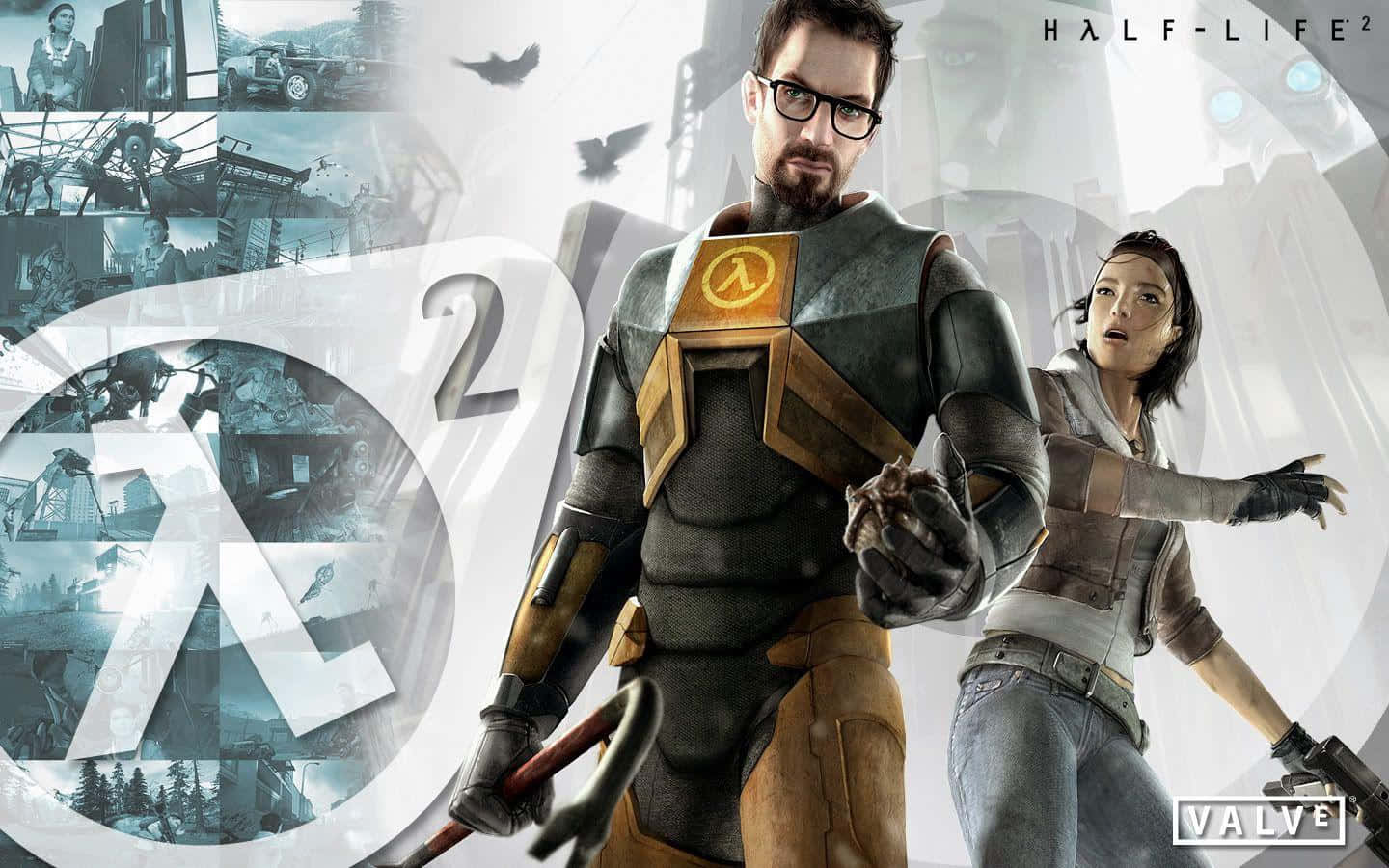 Explore City 17 with Alyx Vance and Gordon Freeman in Half-Life 2 Wallpaper