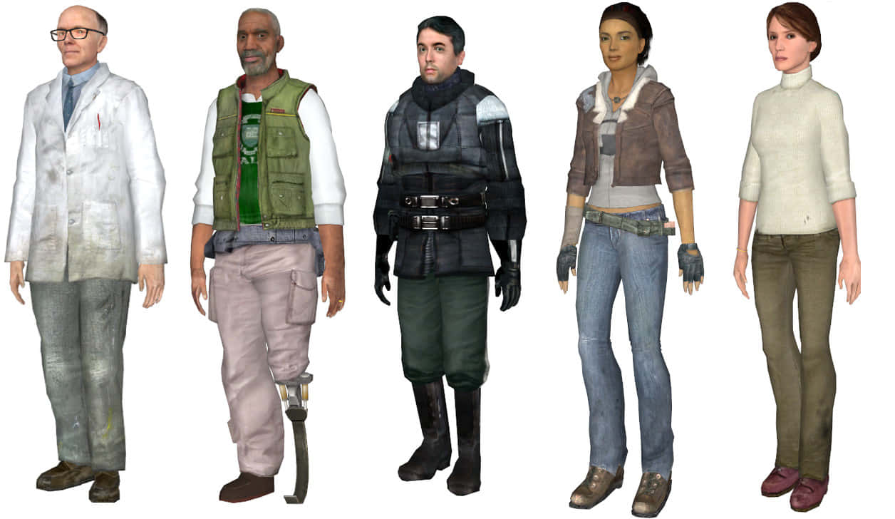 Grupode Personajes Icónicos De Half-life En Pose Conjunta Fondo de pantalla