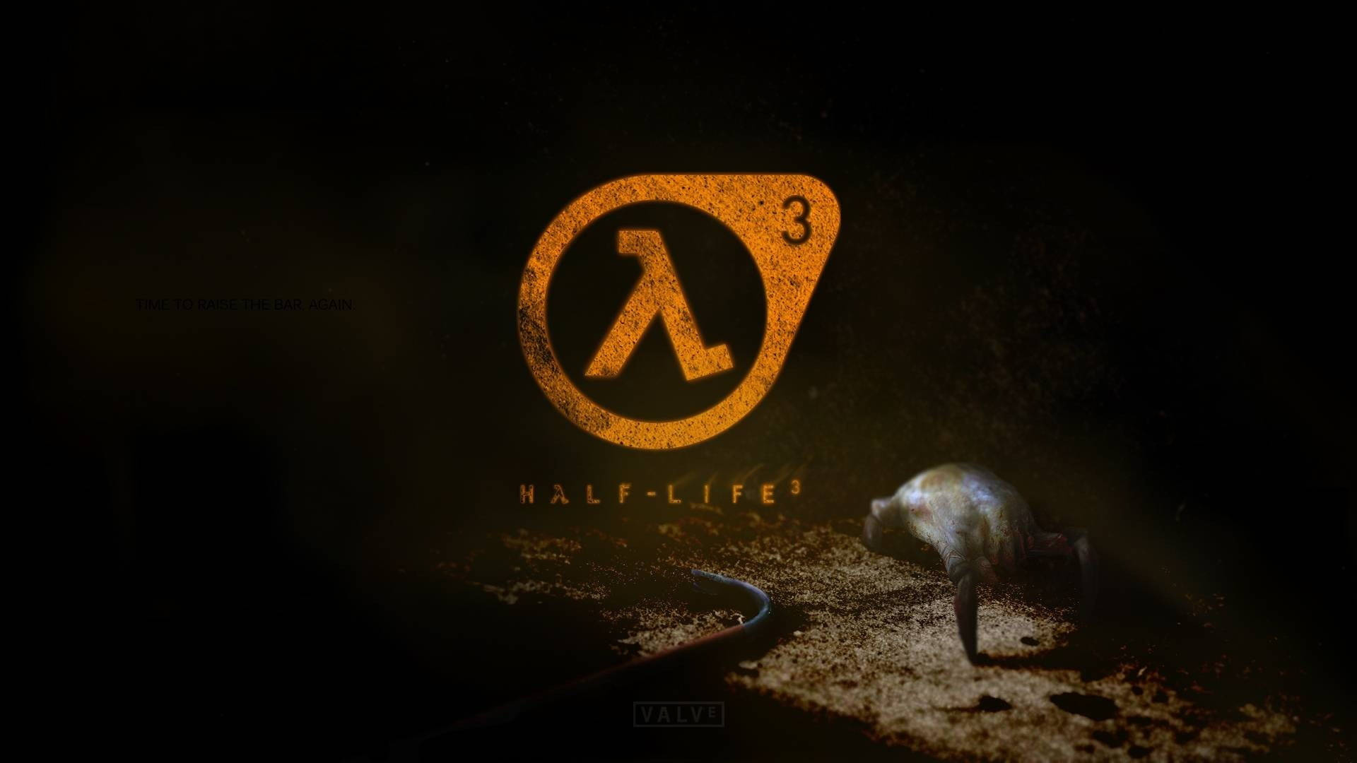 Half-Life Logo On Dark Wooden Room Wallpaper