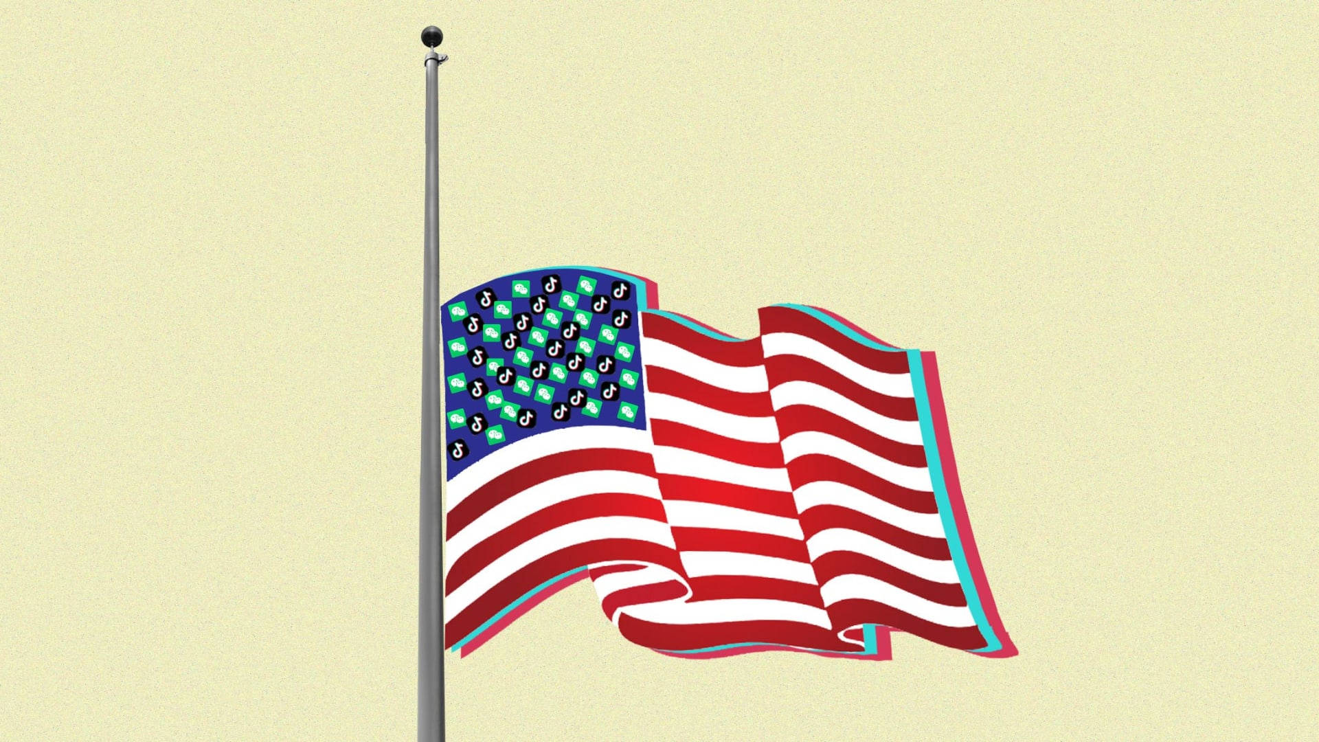 Half-mast American Flag Hd Picture