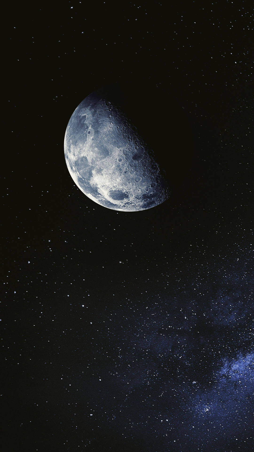 Enigmatic Half Moon Shining in the Dark Sky - 4K Ultra HD Wallpaper for Phones Wallpaper