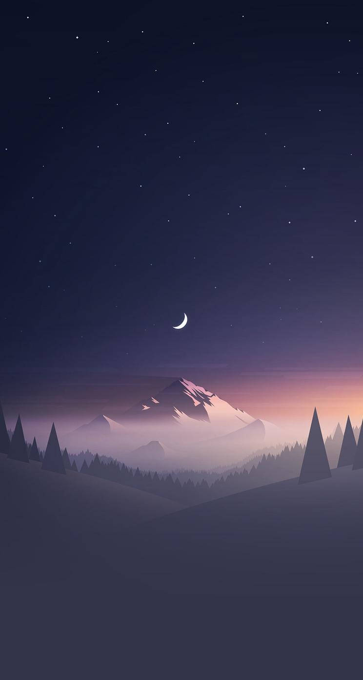 Half Moon Over Mountain Iphone Se Wallpaper