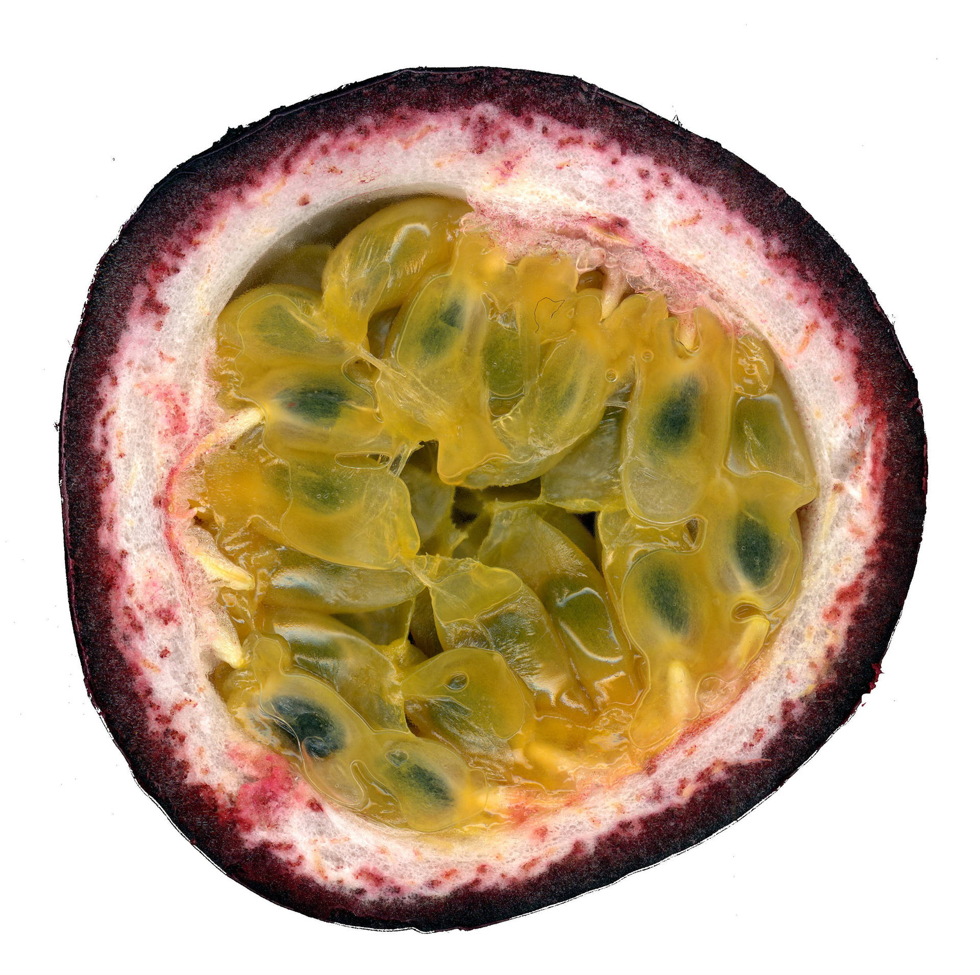 Halbepassionsfrucht Von Oben Betrachtet Mit Grünen Fruchtfleisch Wallpaper