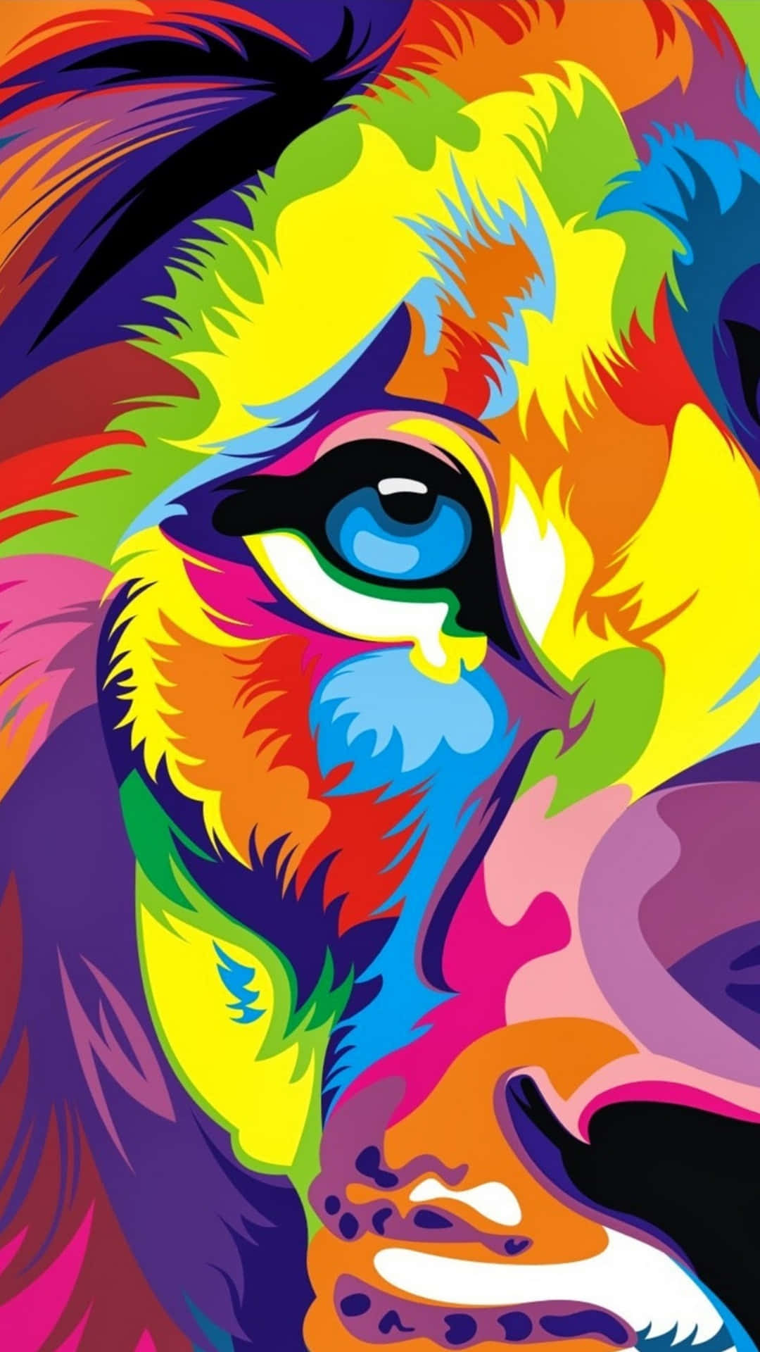 Half Rainbow Lion Colorful 4k Phone Wallpaper