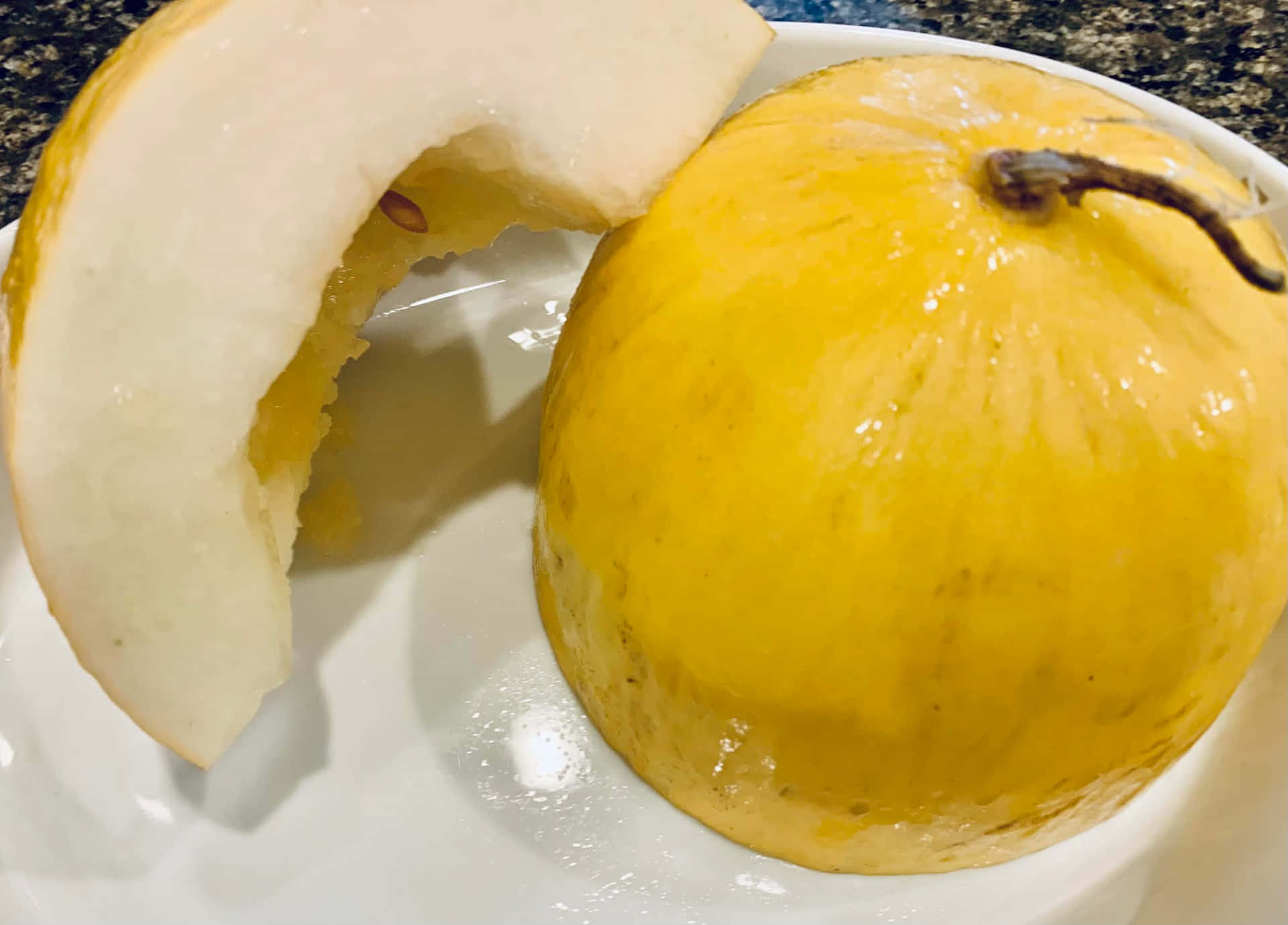Half Sliced Yellow Crenshaw Melon Fruit Wallpaper