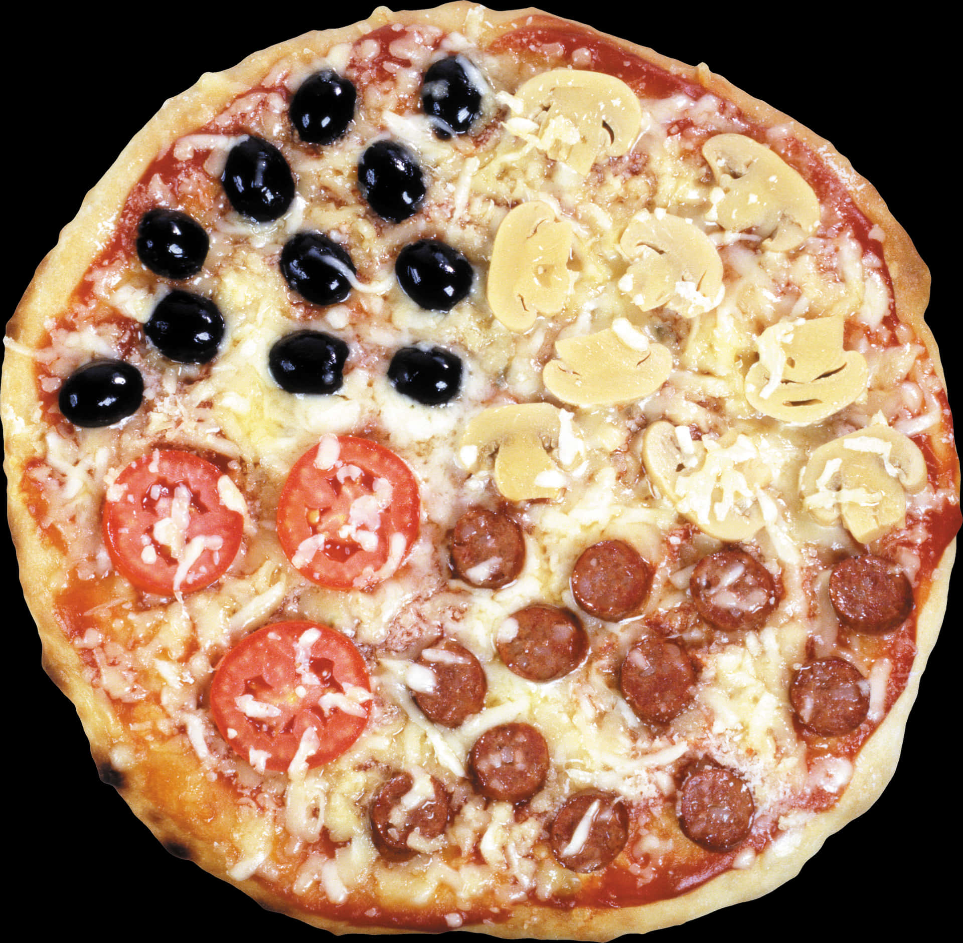 Halfand Half Toppings Pizza PNG