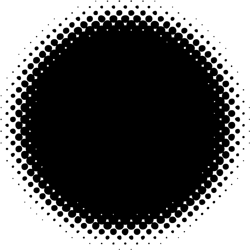 Halftone Gradient Circle Vector PNG — Solid black background with no visible elements or textures.