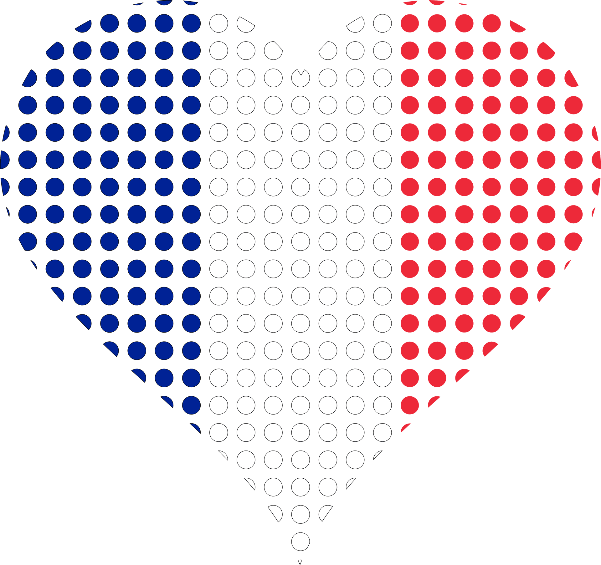 Halftone Heart Patriotic Colors PNG