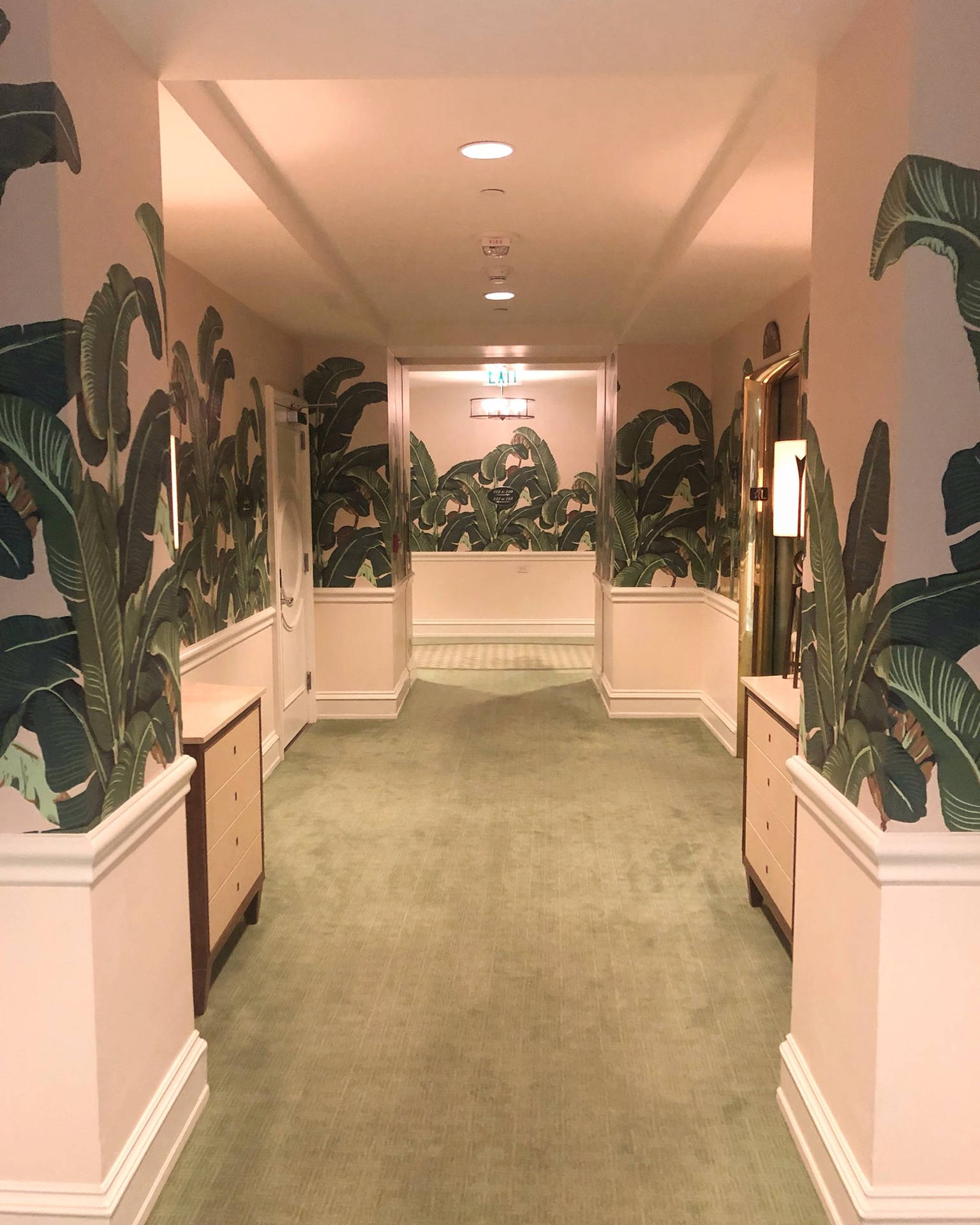 Elegant Hallway in the Prestigious Beverly Hills Hotel Wallpaper