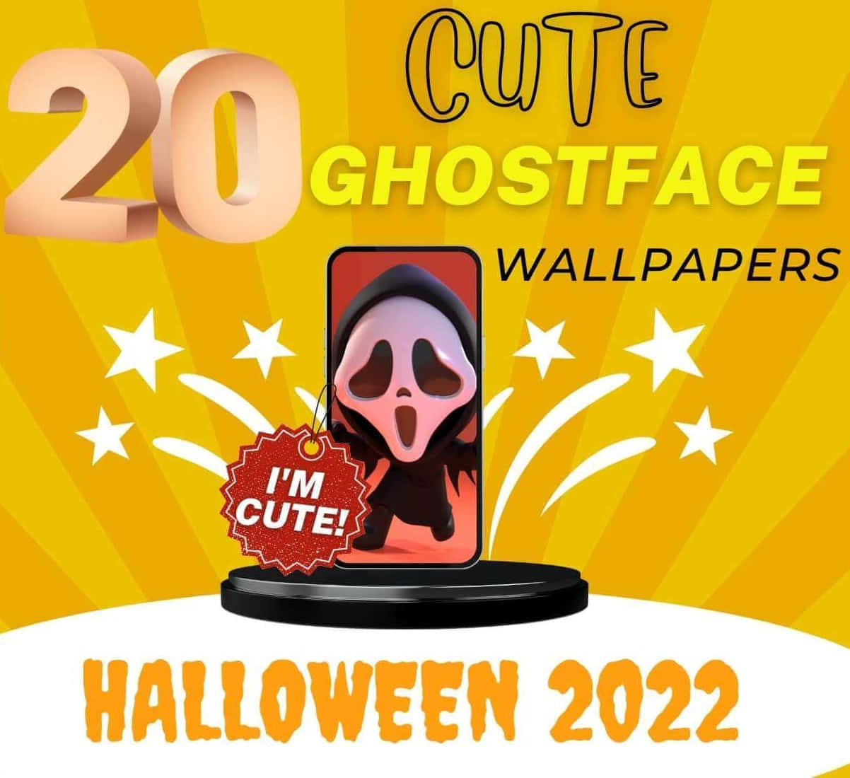 Halloween 2022 Søde Spøgelsesansigt I Gul Baggrund Wallpaper