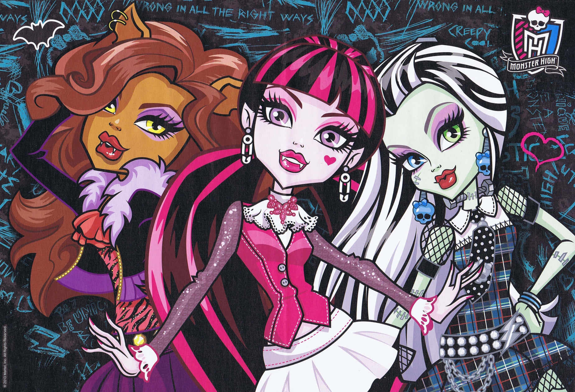 Halloweenestetisk Monster High-tjejer Wallpaper