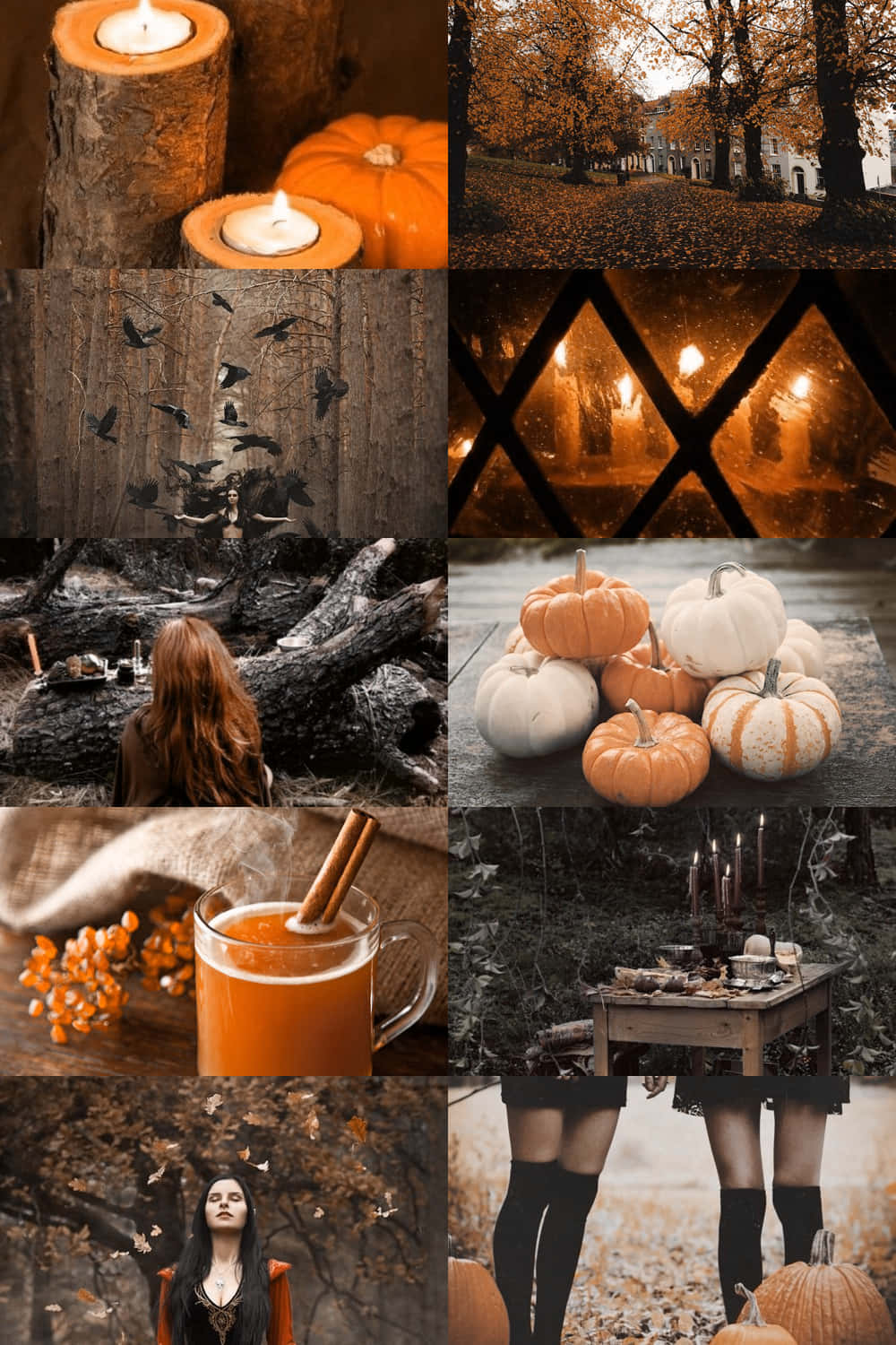 A Collage Of Pictures Of Pumpkins And Candles