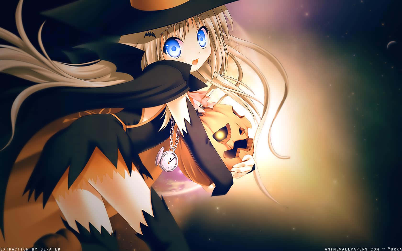 Fejr Halloween med denne skøre anime pige tapet! Wallpaper