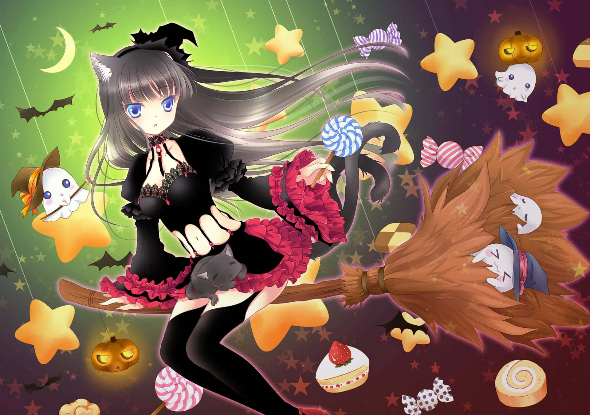Premium AI Image | Ribbon Magic Anime Girl's Halloween Dress with Cute  Accent