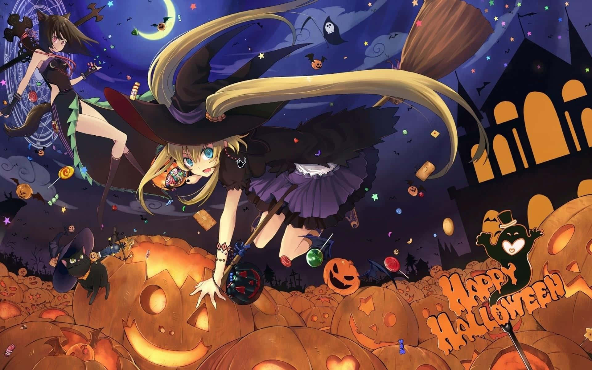 Eerie Halloween Anime Girl Wallpaper