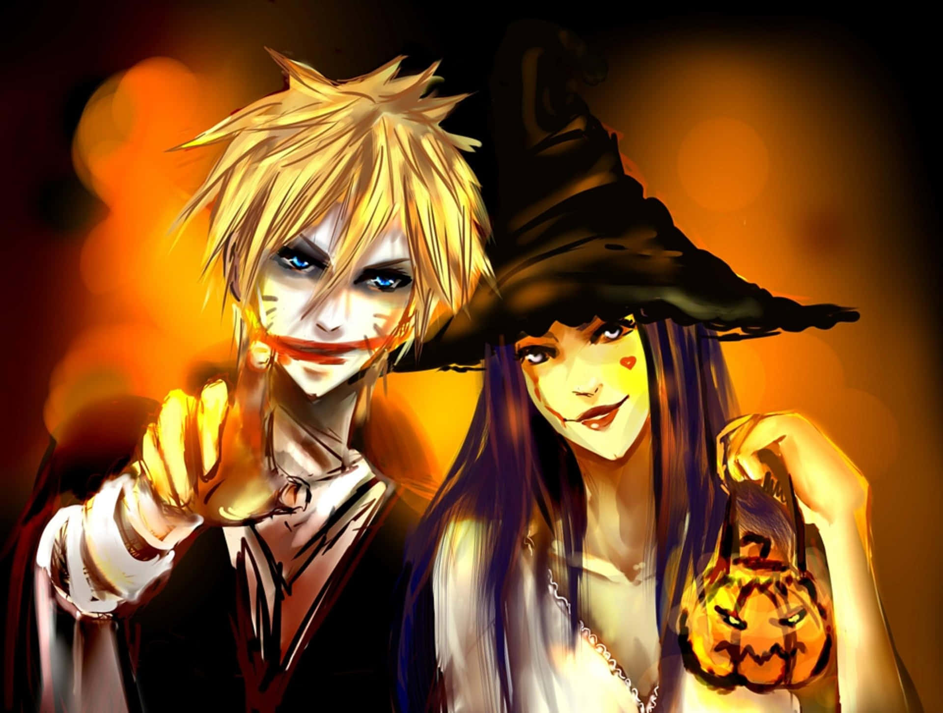 Halloween_ Anime_ Style_ Couple Wallpaper