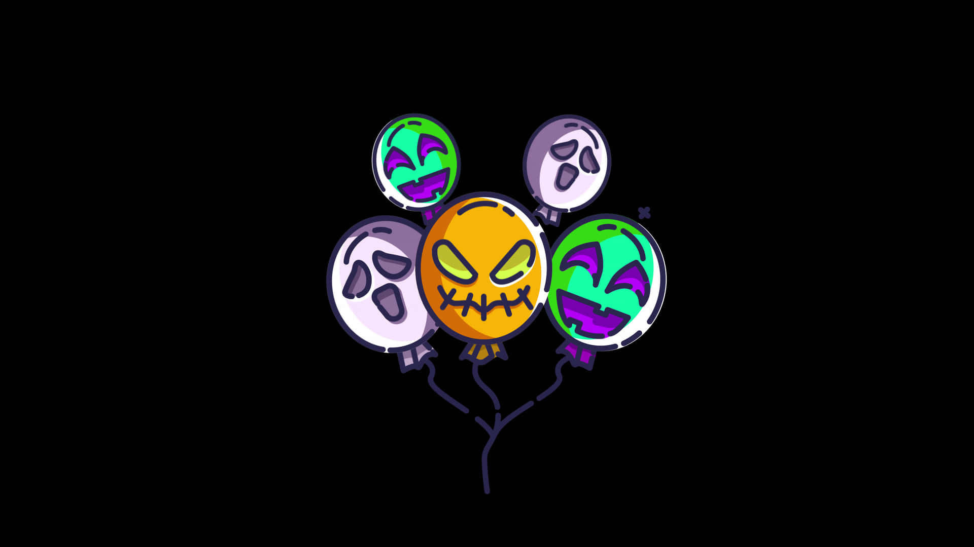 Halloween Balloon Bunch Cartoon Wallpaper